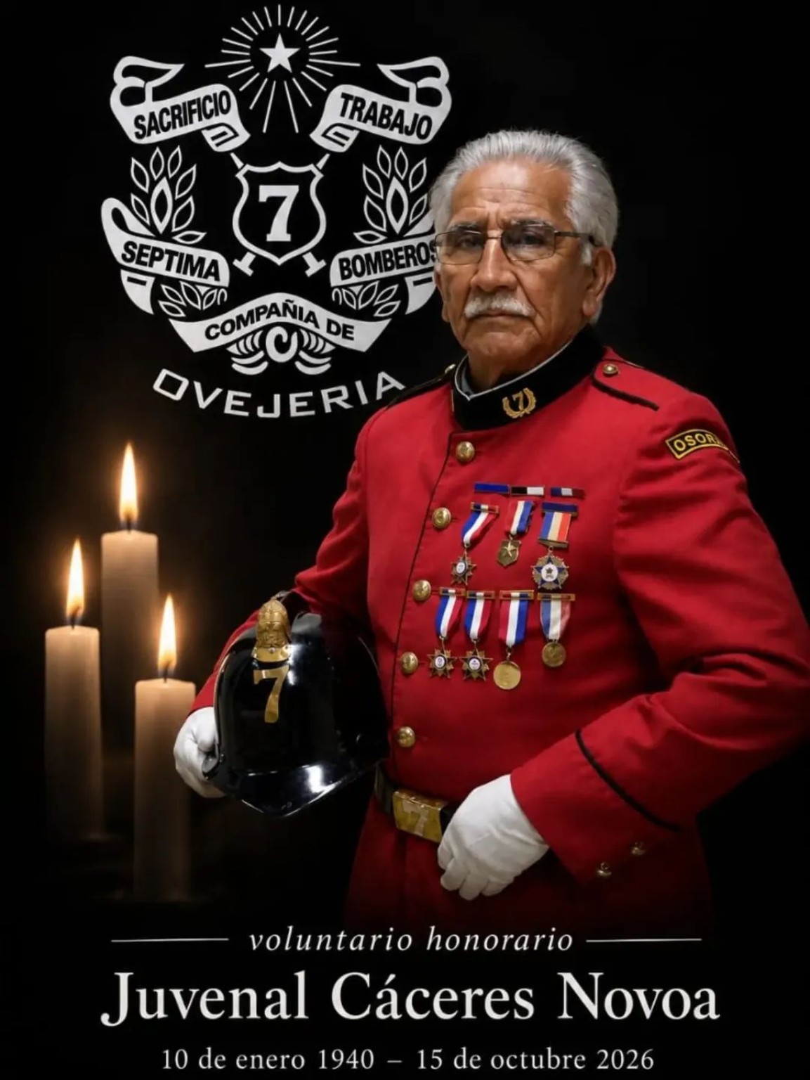 Homenaje póstumo a Juvenal Cáceres Novoa, 10 de enero de 1940 al 15 de octubre de 2026